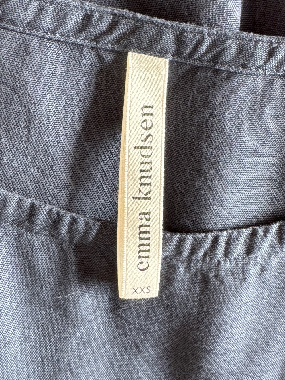 Emma Knudsen Lauren Dress Navy Linen Blend Ruffle Hem Oversized XXS (XS-Sm) - Picture 7 of 11